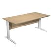 Bureau droit Trend - L160 - Pieds métals - plateau imitation chêne - pied alu