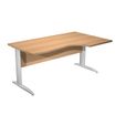 Bureau compact Trend - L160 cm - retour à droite - Pieds métals alu - plateau imitation hêtre (pied de renfort obligatoire à rajouter - non inclus)