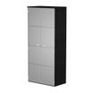 Bibliothèque haute Trend - L80xP35xH180 cm - 2 portes en verre dépoli - imitation frêne noir