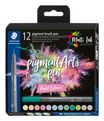 STAEDTLER Pigment brush 371 - 12 feutres pointe pinceau - couleurs pastel assorties
