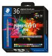 STAEDTLER Pigment brush 371 - 36 feutres pointe pinceau - couleurs assorties - encre Multi Ink intense