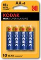 KODAK - Piles - MAX Alcaline - AA / LR06 - pack de 4