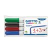 GIOTTO ROBERCOLOR - Etui 4 feutres tableau blanc - pointe ogive medium 4mm (bleu rouge noir vert)
