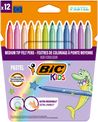 BIC Kids Couleur - 12 Feutres de coloriage à pointe moyenne - Couleurs Pastel Assorties