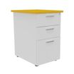 Caisson HT bureau - steely/stelly manager - Profondeur 60 cm - blanc perle - top jaune curry