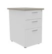 Caisson HT bureau - steely/stelly manager - Profondeur 60 cm - blanc perle - top chene gris