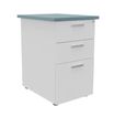 Caisson HT bureau - steely/stelly manager - Profondeur 60 cm - blanc perle - top bleu argile