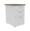 Caisson HT bureau - steely/stelly manager - Profondeur 60 cm - blanc perle - top noyer 