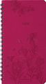 Agenda de poche spiralé Primrose - 1 semaine sur 2 pages - 9,5 x 17 cm - fuchsia - Oberthur
