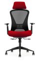 Fauteuil de bureau DESIGNER - Accoudoirs réglables - Appuie-tête - rouge et noir
