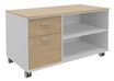 Console mobile KHEOPS - L120XP60XH66 cm - 2 tiroirs dont 1 DS - structure blanc perle - finition imitation chêne clair