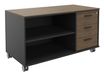 Console mobile KHEOPS - L120XP60XH66 cm - 3 tiroirs - structure carbone - finition imitation noyer