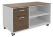 Console mobile KHEOPS - L120XP60XH66 cm - 2 tiroirs dont 1 DS - structure blanc perle - finition imitation noyer