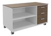 Console mobile KHEOPS - L120XP60XH66 cm - 3 tiroirs - structure blanc perle - finition imitation noyer