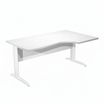 Bureau compact Trend - L160 cm - retour à droite - Pieds métals blanc - plateau blanc - (pieds de renfort obligatoire à rajouter - non inclus)