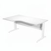 Bureau compact Trend - L160 cm - retour à gauche - Pieds métals blanc - plateau blanc - (pieds de renfort obligatoire à rajouter - non inclus)