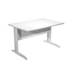 Bureau droit Trend - L140 - Pieds métals - plateau blanc - pied effet chromé