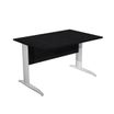 Bureau droit Trend - L140 - Pieds métals - plateau imitation frêne noir - pied effet chromé