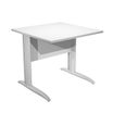 Bureau droit Trend - L80 - Pieds métals - plateau blanc - pied effet chromé
