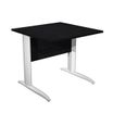 Bureau droit Trend - L80 - Pieds métals - plateau imitation frêne noir - pied blanc