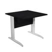 Bureau droit Trend - L80 - Pieds métals - plateau imitation frêne noir - pied effet chromé