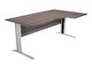 Bureau compact Trend - L160 cm - retour à droite - Pieds métals blanc - plateau imitation frêne noir - (pieds de renfort obligatoire à rajouter - non inclus)