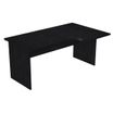 Bureau compact Trend - L160 cm - retour à droite - pieds panneaux - plateau imitation frêne noir - (pied de renfort obligatoire à rajouter - non inclus)