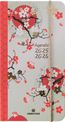 Agenda de poche à élastique Sakura - 1 semaine sur 2 pages - 9,5 x 17,5 cm - fleurs de cerisiers - Oberthur
