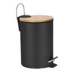 Frandis - Poubelle de salle de bain avec couvercle en bambou - 3L -  noir