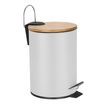 Frandis - Poubelle de salle de bain avec couvercle en bambou - 3L - blanc