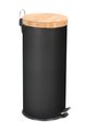 Frandis - Poubelle ronde noir avec couvercle en bambou - 30L 