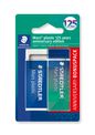 STAEDTLER Mars® plastic 526 50 - Blister 2 gommes blanche et couleur bleu/vert sans latex 65 x 23 x 13 mm - Edition Anniversaire