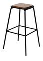 Lot de 2 tabourets hauts OSLO - pieds noirs - assise en bois