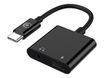 BIGBEN Connected - USB-C vers jack de casque / adaptateur de charge - 24 pin USB-C mâle pour 24 pin USB-C, jack mini femelle - 12 cm - noir - alimentation USB-C (60 W)