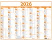 Calendrier Classique - 7 mois par face - 430 x 550 mm - orange - Oberthur