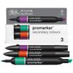 WINSOR & NEWTON - ProMarker couleurs secondaires - marqueur double pointe - vert orange pourpre - encre à base de colorant d'alcool - large / petit