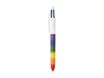 BIC 4 Couleurs -Corps effet Soft Touch, Décor arc en ciel couleurs vives -Stylos-Bille Pointe Moyenne (1,0 mm)