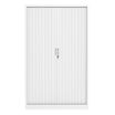 Armoire haute à rideaux - L120 x H198 x P43 cm - corps blanc/rideau blanc