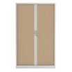 Armoire haute à rideaux - L120 x H198 x P43 cm - corps blanc/rideau chêne