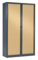 Armoire haute monobloc à rideaux GENERIC - 198 x 120 x 43 cm - corps anthracite - rideaux chêne