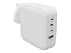 Targus HyperJuice - Adaptateur secteur - GaN - 100 Wh - Power Delivery 3.0 + PPS, Quick Charge 3.0 - 4 connecteurs de sortie (3 x USB-C, USB) - blanc