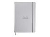 RHODIA - Cahier de notes - A5 (140 x 210 mm) - 96 feuilles / 192 pages - papier ivoire - doublé - couverture argentée