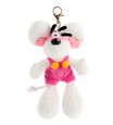 Porte-clés peluche Diddl en salopette Rose 15cm