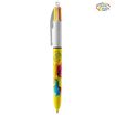 BIC 4 Couleurs Original - Stylo à bille 4 couleurs (rouge, bleu, vert, noir) - décors hydro jaune