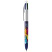 BIC 4 Couleurs Original - Stylo à bille 4 couleurs (rouge, bleu, vert, noir) - décors hydro bleu