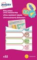 32 mini étiquettes résistantes 