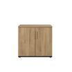 Armoire basse ITALIC - H75 x L80 x P45 - 2 portes - Corps anthracite - Dessus et portes imitation Chêne du bocage