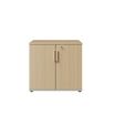 Armoire basse ITALIC - H75 x L80 x P45 - 2 portes - Corps blanc - Dessus et portes imitation Chêne