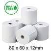 Pack 8 rollos térmicos sin BPA 80 x 60 x 12 mm para TPV y cajas registradoras