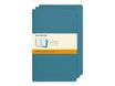 Moleskine Cahier - Journal - reliure cousue - large - 130 x 210 mm - papier ivoire - ligné - brisk blue cover - carton (pack de 3)